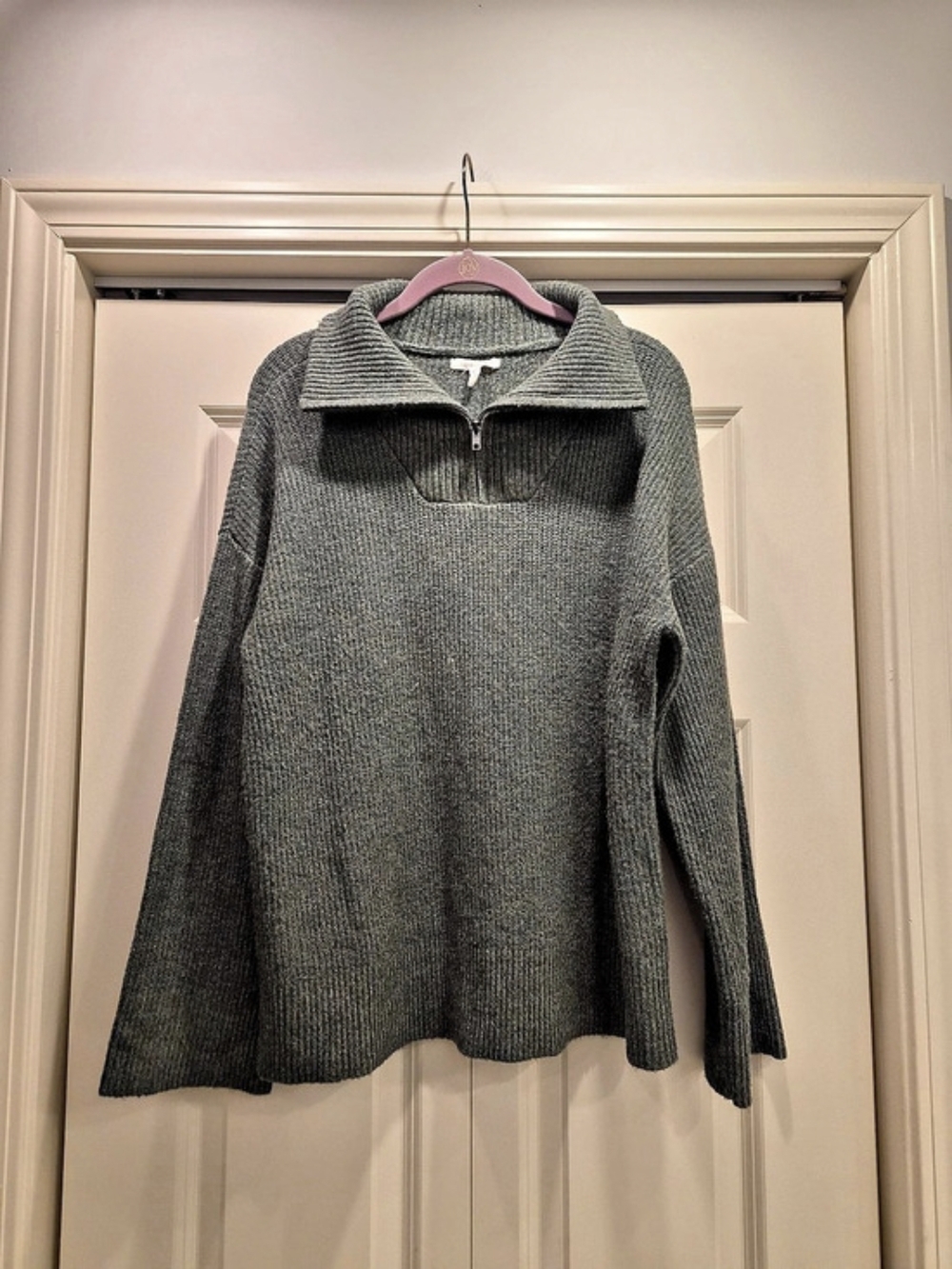 Maurices Dark Olive Green Quarter-Zip Sweater Size Large